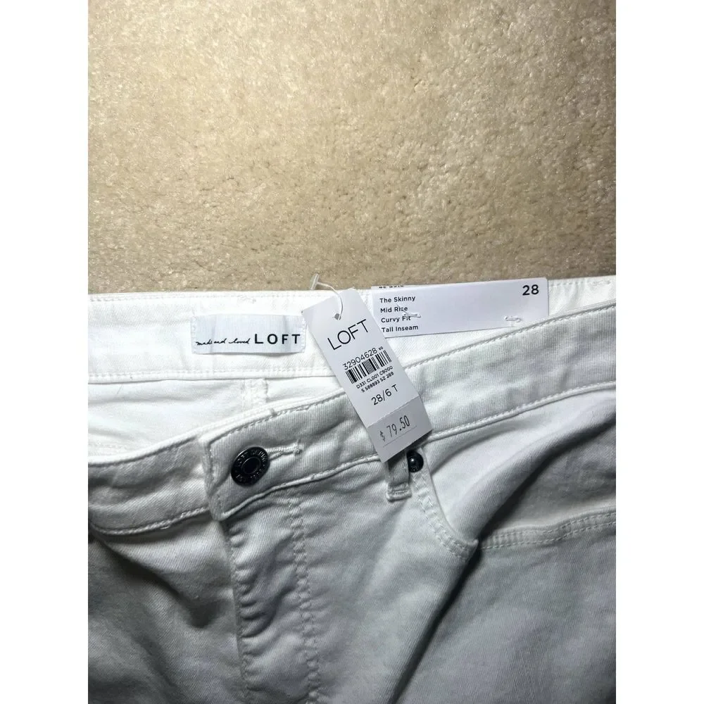 NWT Tall Curvy Mid Rise Skinny White Jeans I 6T/28 - Picture 4 of 4